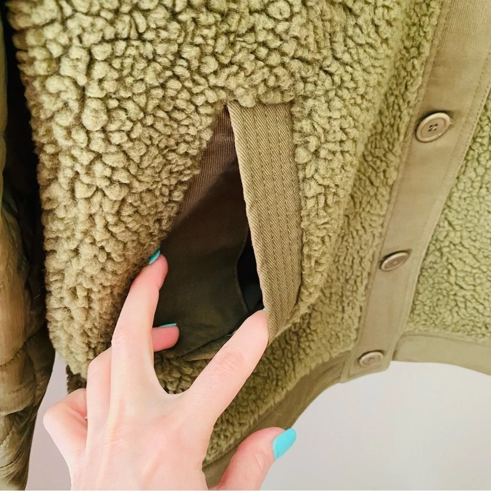 Madewell Hybrid Sherpa Jacket Green Sz Small